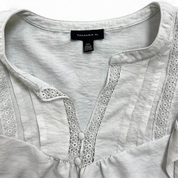 Tamara. H cottegecore white short sleeve blouse flare sleeves Bohochic fairy - Picture 5 of 6